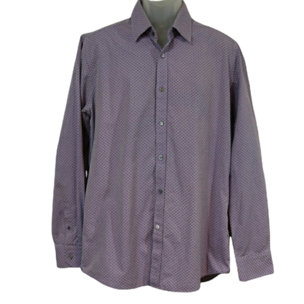 Robert Graham Purple Geometric Print Long Sleeve Button Up Shirt 43 17